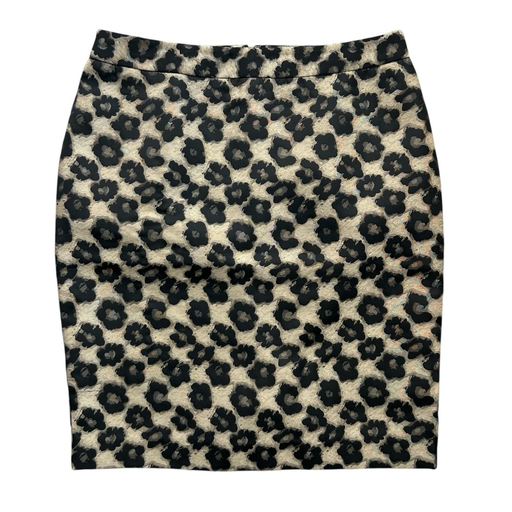 ANN‎ TAYLOR Women’s PETITE Pencil Skirt Floral-Inspired Leopard Shimmer Mini 4P